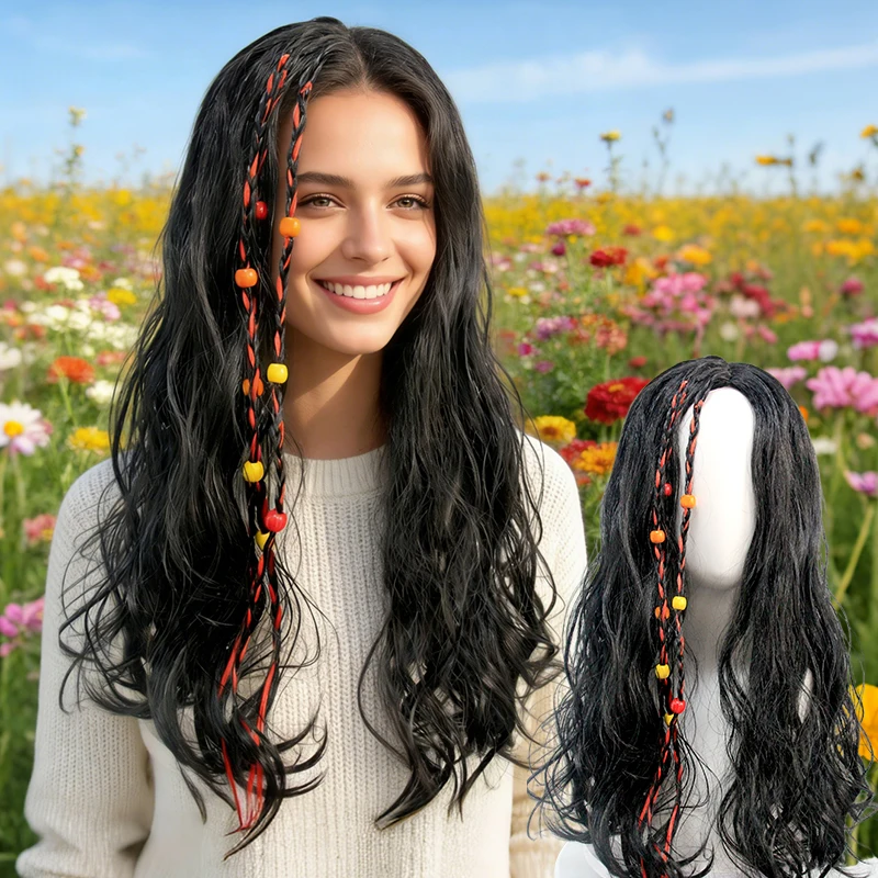 Black Wavy Pirate Style Synthetic Wig with Beaded Braids, Ideal for Halloween, Cosplay and Themed Parties
Black Wavy Pirate Style Synthetic Wig with Beaded Braids, Ideal for Halloween, Cosplay and Themed Parties