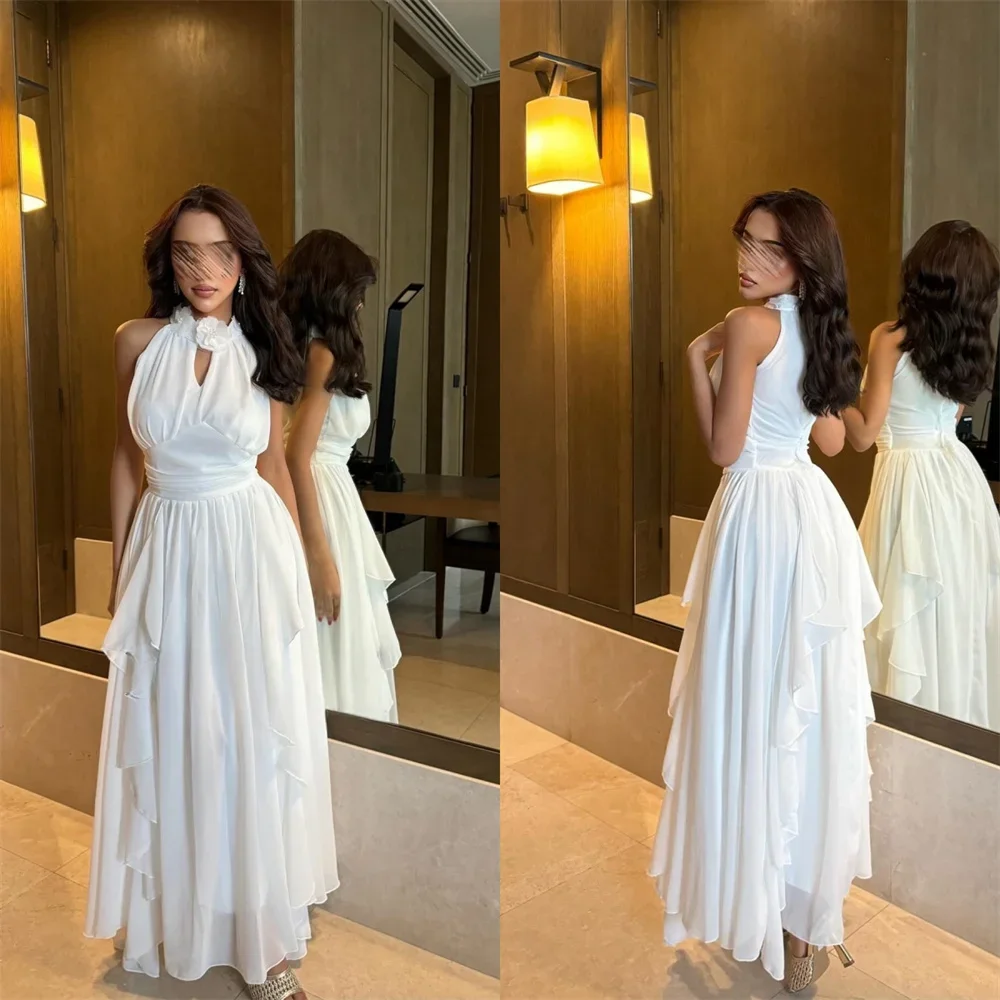 Customized Prom Gown Formal Saudi Arabia Halter A-line Ankle Length Skirts 3D Rose Flower Bespoke Occasion Dresses Evening Dress
Customized Prom Gown Formal Saudi Arabia Halter A-line Ankle Length Skirts 3D Rose Flower Bespoke Occasion Dresses Evening Dress