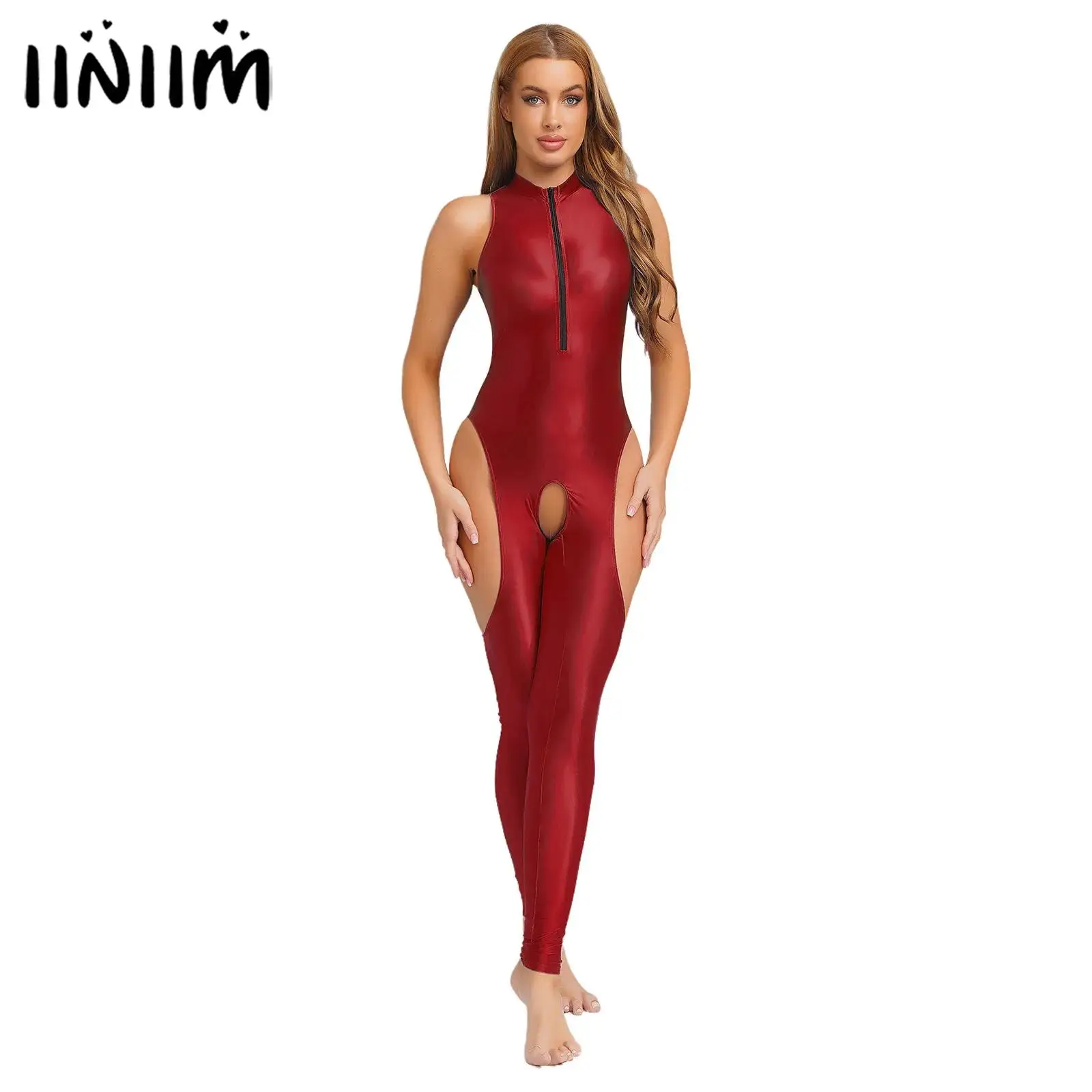 Womens Lingerie Front Zip Open Crotch Thighs Cut Out Bodysuit Leggings One-piece Catsuit Sleeveless Hollow Out Unitards Jumpsuit
Womens Lingerie Front Zip Open Crotch Thighs Cut Out Bodysuit Leggings One-piece Catsuit Sleeveless Hollow Out Unitards Jumpsuit