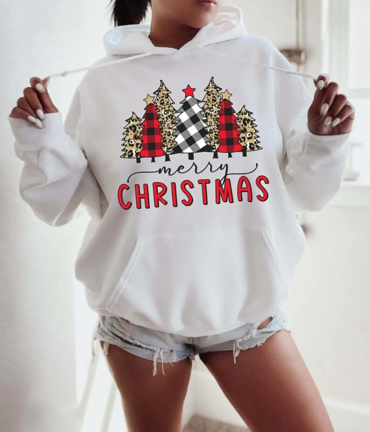 Женская модная повседневная толстовка с рождественскими елками и толстовкой с принтом, утолщенная флисом, подходит для праздничных подарков
Женская модная повседневная толстовка с рождественскими елками и толстовкой с принтом, утолщенная флисом, подходит для праздничных подарков