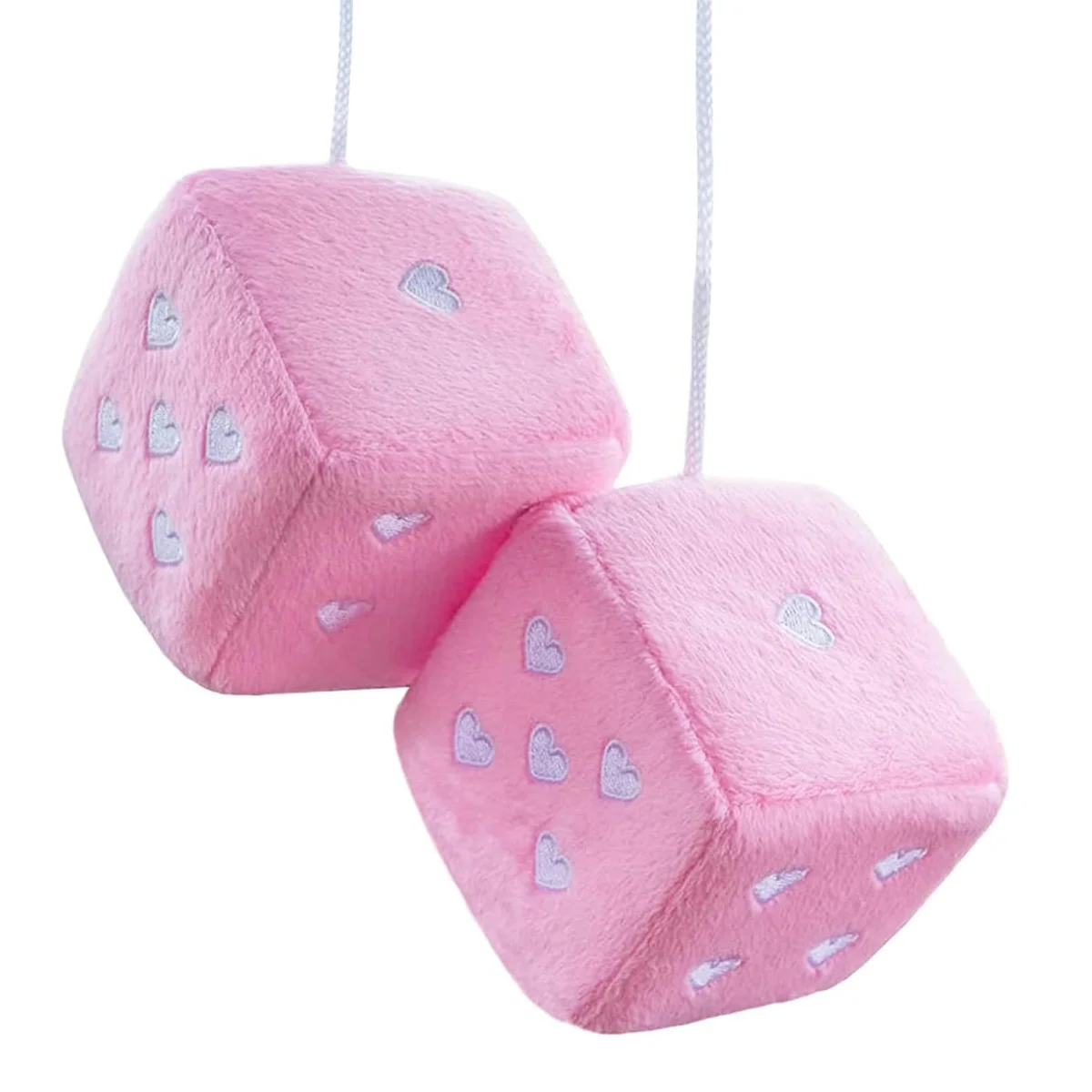 Pair 3” Pink Fuzzy Plush Dice Heart Shape Decor for Car Rearview Mirror, Square Decoration Dice for Car Hanging Accessories
Pair 3” Pink Fuzzy Plush Dice Heart Shape Decor for Car Rearview Mirror, Square Decoration Dice for Car Hanging Accessories