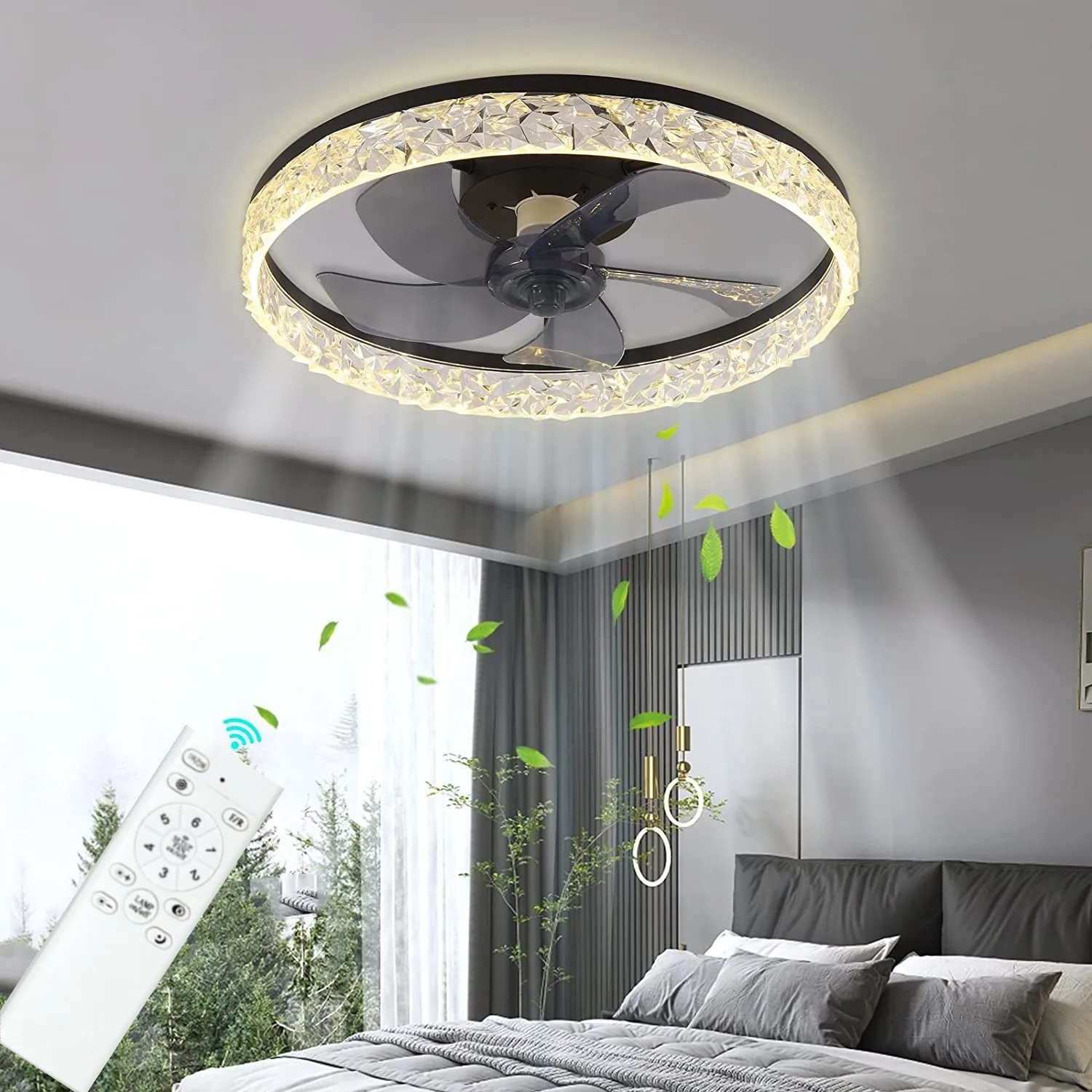 Round Ceiling Fan with Light and Remote Home Decoration Living Room Lights Modern Simple LED Fan Light for Bedroom
Round Ceiling Fan with Light and Remote Home Decoration Living Room Lights Modern Simple LED Fan Light for Bedroom