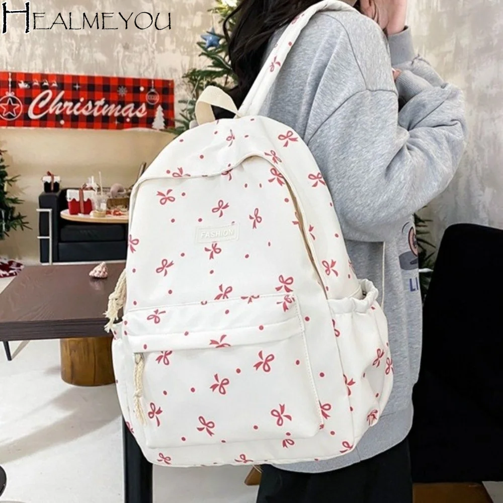 Nylon Material Bow Print Backpack Quilted Design Adjustable Straps Large Capacity School Bag Multi-Pocket Harajuku
Nylon Material Bow Print Backpack Quilted Design Adjustable Straps Large Capacity School Bag Multi-Pocket Harajuku