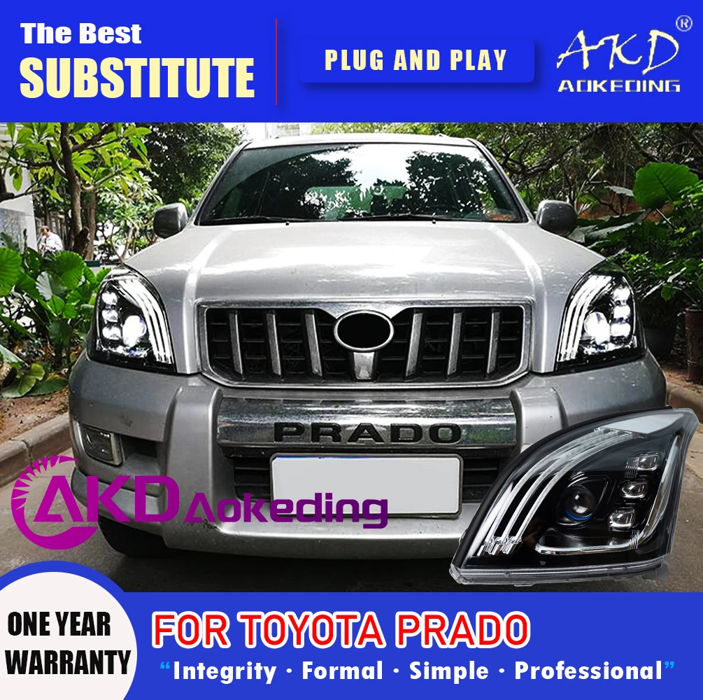 Фара AKD для Toyota Prado, светодиодная фара 2003-2009, фара LC120 DRL, указатель поворота, дальний свет, линза проектора «ангельский глаз»
Фара AKD для Toyota Prado, светодиодная фара 2003-2009, фара LC120 DRL, указатель поворота, дальний свет, линза проектора «ангельский глаз»