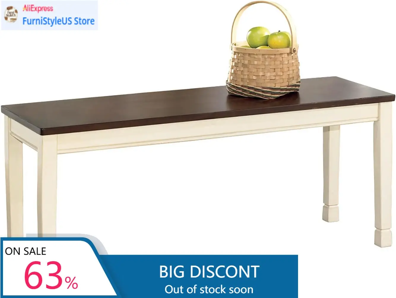 Signature Design by Ashley Whitesburg Cottage Rectangular Dining Bench, Brown & Antique White
Signature Design by Ashley Whitesburg Cottage Rectangular Dining Bench, Brown & Antique White