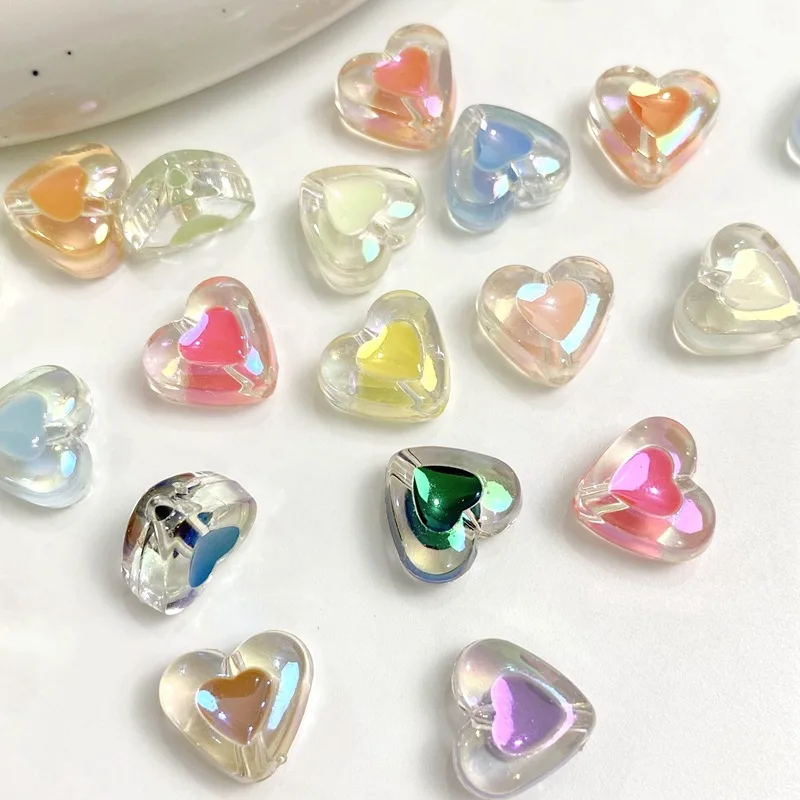 200Pcs Acrylic 15mm Transparent Oil AB Color Heart Jewelry Loose Beads Handmade Diy Bracelet Mobile Phone Chain Accessories
200Pcs Acrylic 15mm Transparent Oil AB Color Heart Jewelry Loose Beads Handmade Diy Bracelet Mobile Phone Chain Accessories
