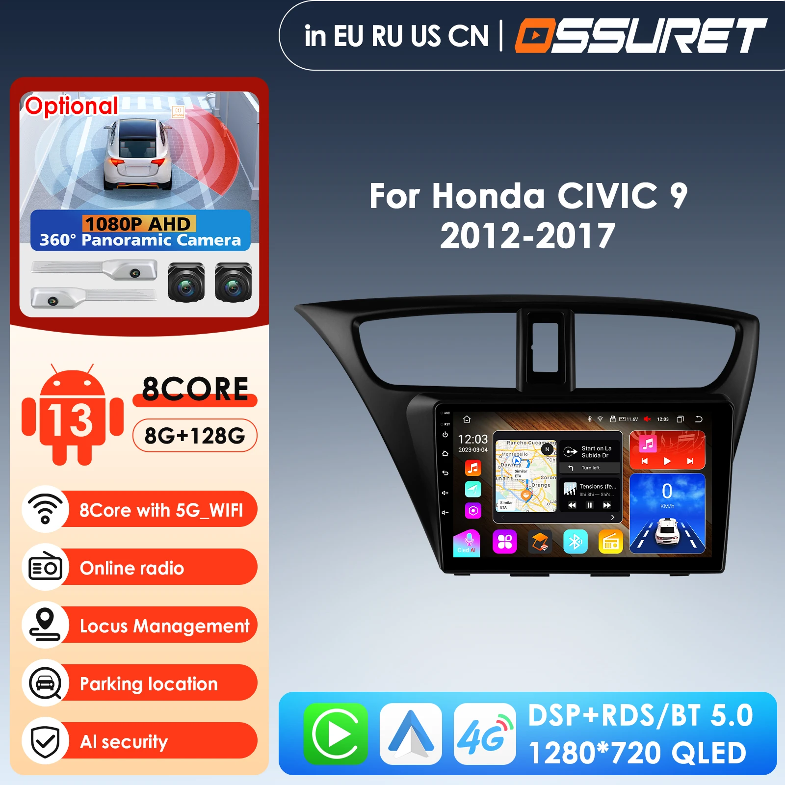 9'' 7862 Intelligent Screen 2din Android 13 Car Radio Multimedia Video Player for Honda Civic 9 FK FB 2012 - 2017 GPS Carplay 4G
9'' 7862 Intelligent Screen 2din Android 13 Car Radio Multimedia Video Player for Honda Civic 9 FK FB 2012 - 2017 GPS Carplay 4G