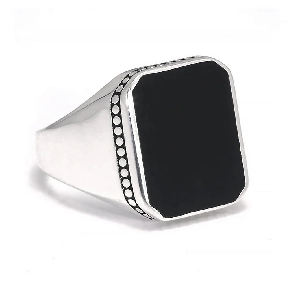 925 Sterling Silver Flat Black Turkey Ring for Men Wedding Band Simple Cool Biker Rings Square Gel Stone Jewelry Gift for Him
925 Sterling Silver Flat Black Turkey Ring for Men Wedding Band Simple Cool Biker Rings Square Gel Stone Jewelry Gift for Him