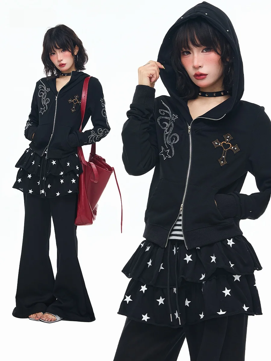 Sanowers American Retro Hooded Zipper Rhinestone Short Women's Sweatshirt Spring Autumn Spicy Girl Open Cardigan Outerwear
Sanowers American Retro Hooded Zipper Rhinestone Short Women's Sweatshirt Spring Autumn Spicy Girl Open Cardigan Outerwear