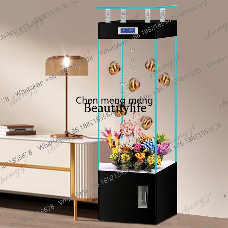 R134 Golden crystal ultra-white glass ecological fish tank square small floor-to-ceiling ornamental water-free circulation aquar
R134 Golden crystal ultra-white glass ecological fish tank square small floor-to-ceiling ornamental water-free circulation aquar