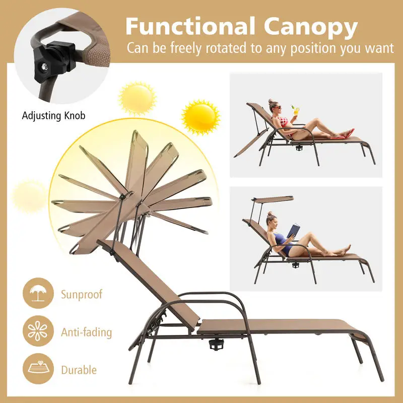 Patio Heavy-Duty 5-Level Adjustable Chaise Lounge Chair-Brown
Patio Heavy-Duty 5-Level Adjustable Chaise Lounge Chair-Brown
