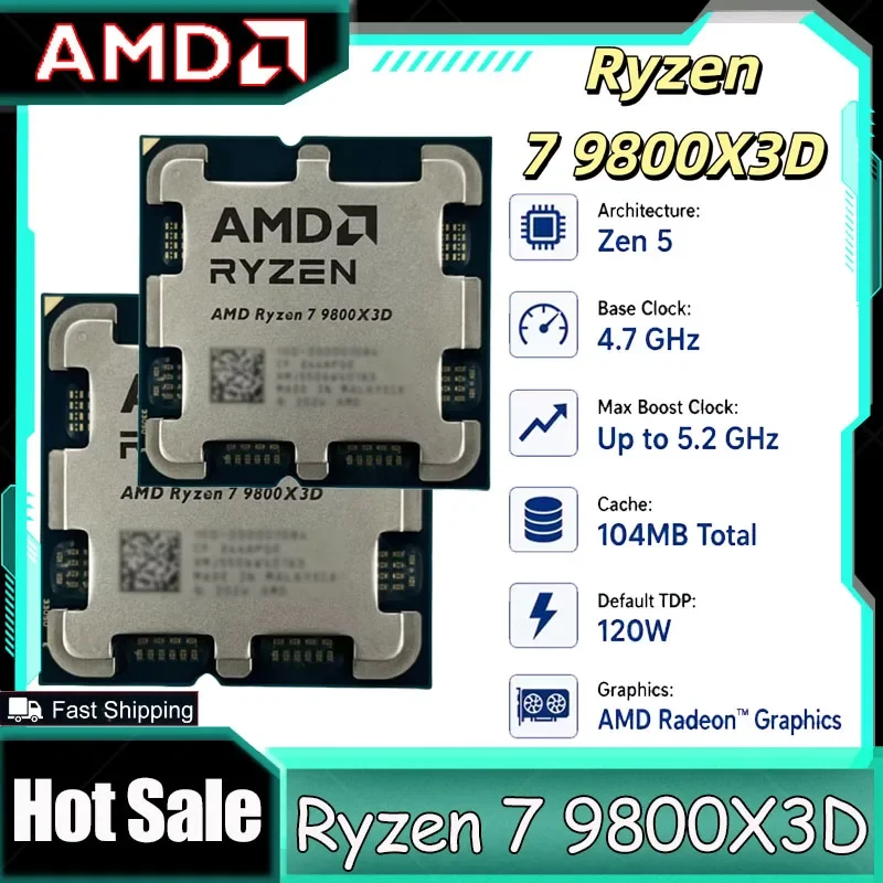 AMD Ryzen 7 9800X3D 8-Core 16-Thread Max 5.2GHz 96MB Cache AM5 Gaming Desktop Processor Bulk
AMD Ryzen 7 9800X3D 8-Core 16-Thread Max 5.2GHz 96MB Cache AM5 Gaming Desktop Processor Bulk