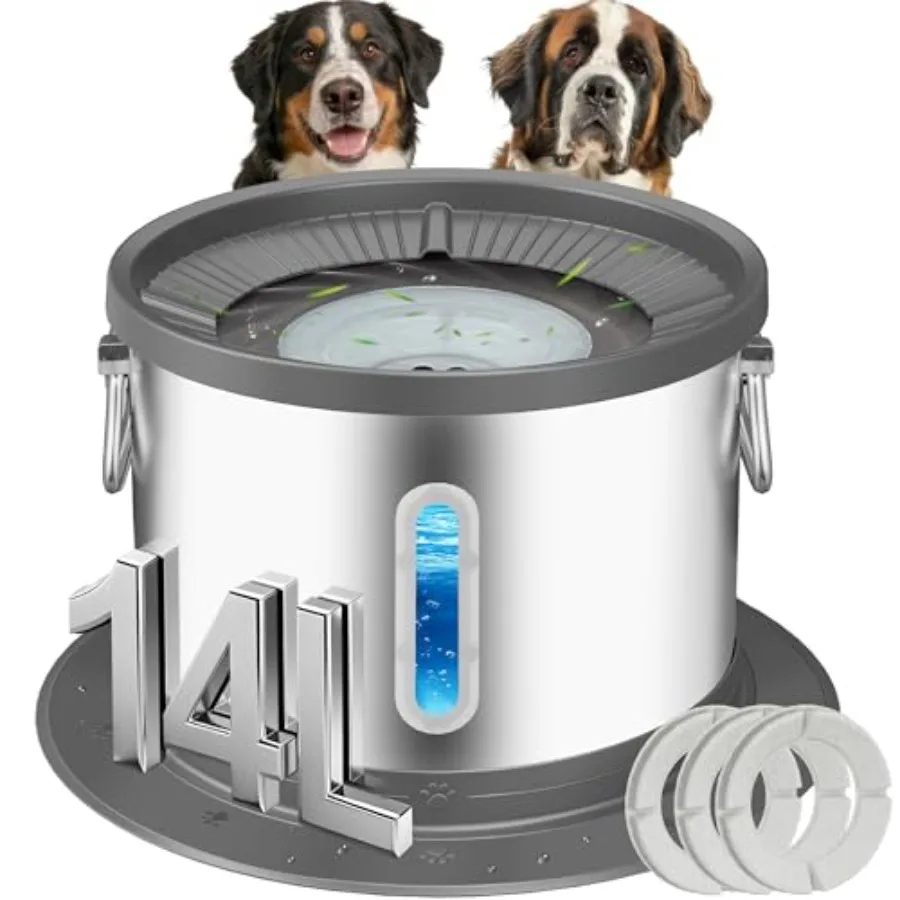 14L No Spill Dog Water Bowl Stainless Steel Spill Proof Dog Bowl with Water Window Dual-Suction Anti-Slip Large Capacity Slow D
14L No Spill Dog Water Bowl Stainless Steel Spill Proof Dog Bowl with Water Window Dual-Suction Anti-Slip Large Capacity Slow D