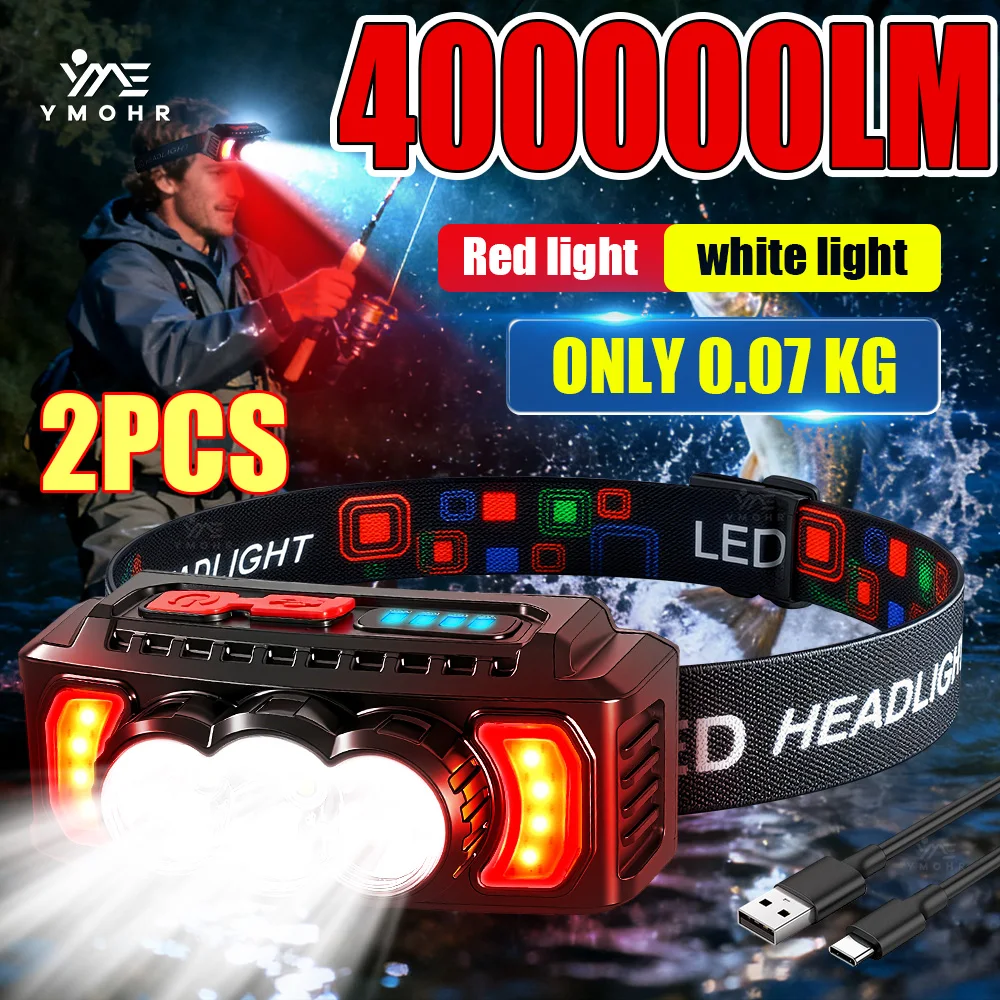 400000LM Headlamp Super Bright LED Headlamp USB Rechargeable Head Torch Built-in Battery 18650 Flashlight Outdoor Portable Light
400000LM Headlamp Super Bright LED Headlamp USB Rechargeable Head Torch Built-in Battery 18650 Flashlight Outdoor Portable Light