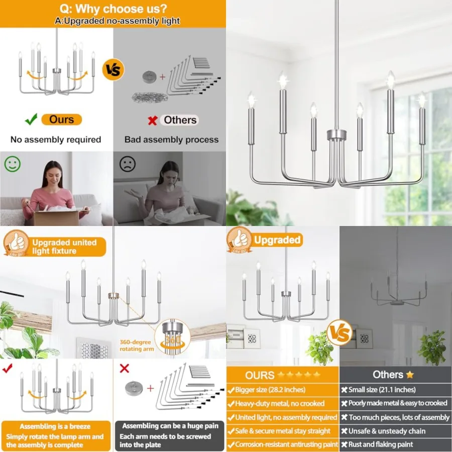 Farmhouse Chandelier for Dining Room Lighting Fixtures Hanging, Dining Light Fixtures Industrial Chandelier for Bedroom, Foyer,
Farmhouse Chandelier for Dining Room Lighting Fixtures Hanging, Dining Light Fixtures Industrial Chandelier for Bedroom, Foyer,