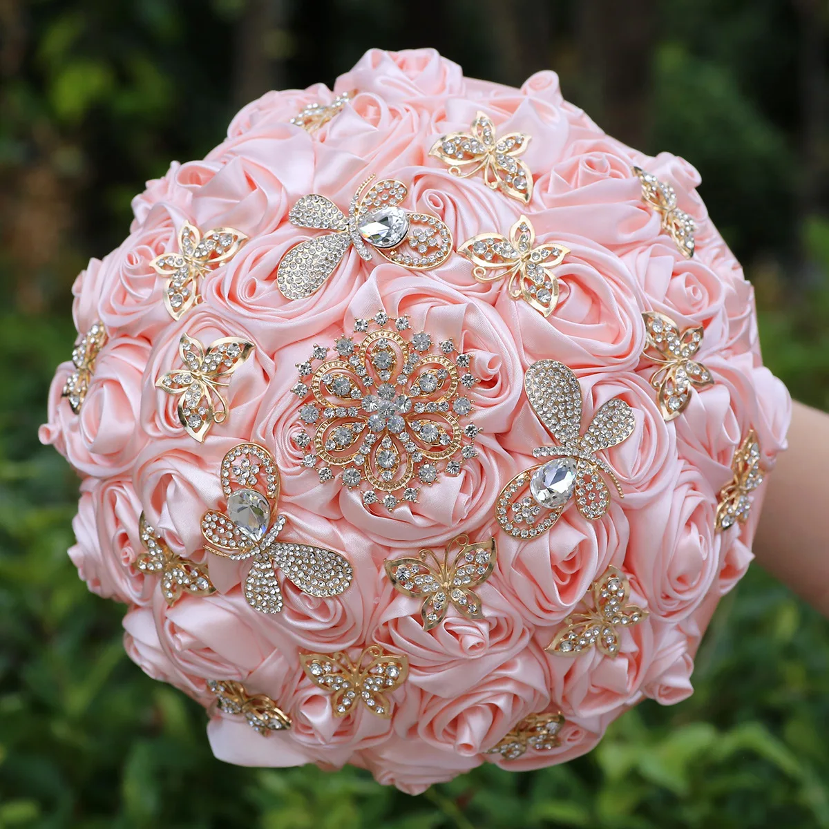Yannew Blush Pink Satin Rose Flower Quinceanera Wedding Bouquet with Butterfly Rhinestones Bridal Bouquets for Bride Bridesmaids
Yannew Blush Pink Satin Rose Flower Quinceanera Wedding Bouquet with Butterfly Rhinestones Bridal Bouquets for Bride Bridesmaids