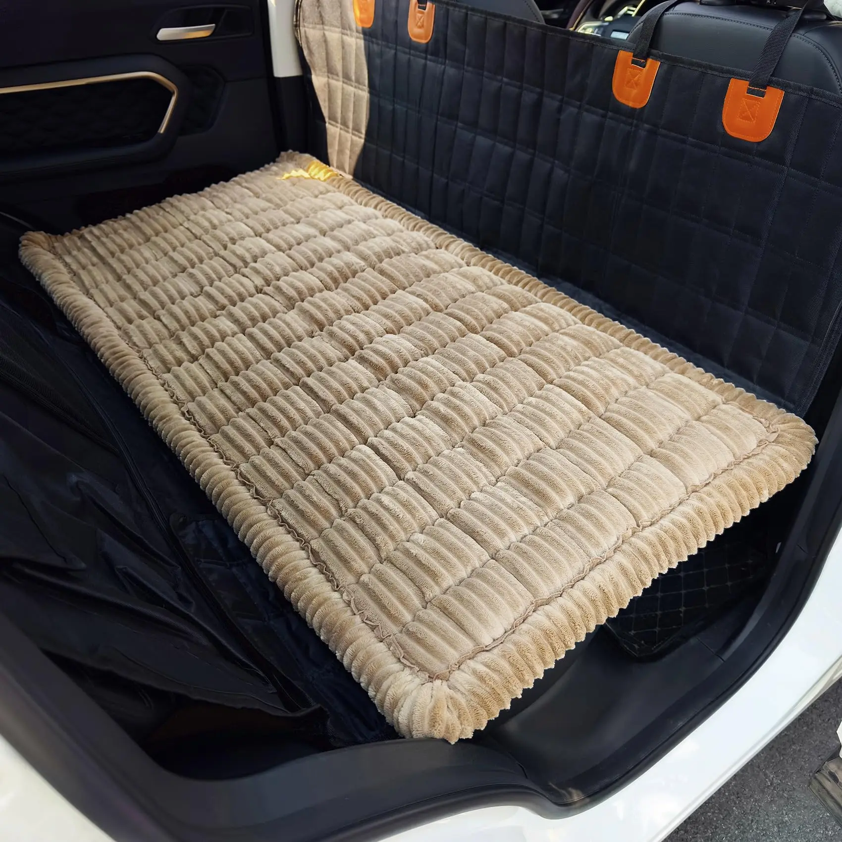 Plush Pet Car Backseat Mat With Non-Slip Design, Fits Seat Extenders And Covers, Beige 24.8x54 Inch
Plush Pet Car Backseat Mat With Non-Slip Design, Fits Seat Extenders And Covers, Beige 24.8x54 Inch