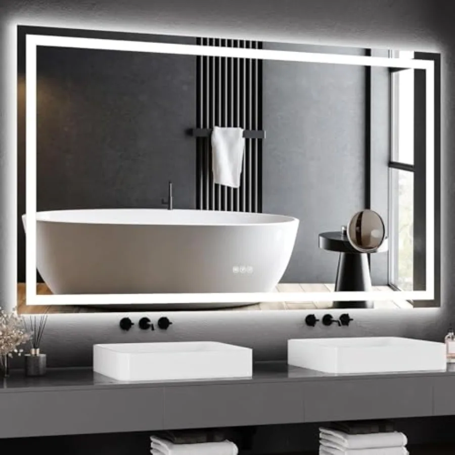 60 x 36 Inch Smart LED Bathroom Mirror Dimmable Front + Backlit Illumination with Anti-Fog and Memory Function Shatter-Resistan
60 x 36 Inch Smart LED Bathroom Mirror Dimmable Front + Backlit Illumination with Anti-Fog and Memory Function Shatter-Resistan