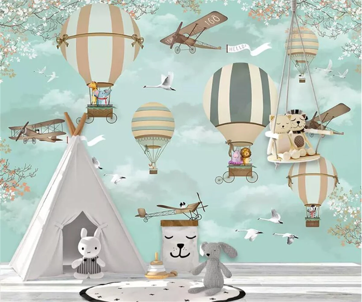 Custom wallpaper Large hand-painted aircraft hot-air balloon Children's playground Blue background walls 3D wallpaper murals
Custom wallpaper Large hand-painted aircraft hot-air balloon Children's playground Blue background walls 3D wallpaper murals