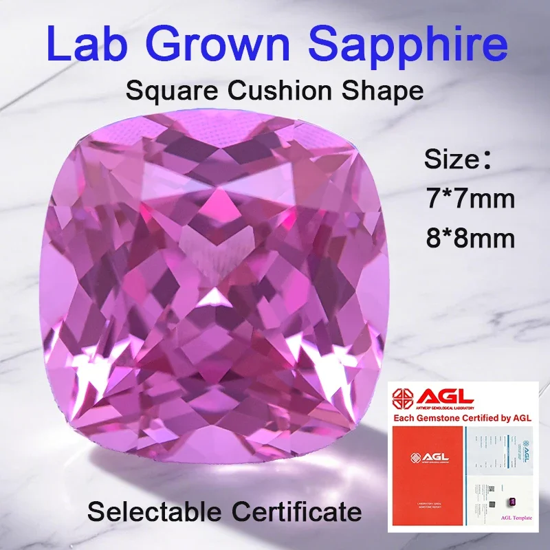 TOP Lab Grown Sapphire Pink Color Square Cushion Shape VVS1 Gemstone Charms Beads For DIY Jewelry Making Selectable AGL Certifi
TOP Lab Grown Sapphire Pink Color Square Cushion Shape VVS1 Gemstone Charms Beads For DIY Jewelry Making Selectable AGL Certifi