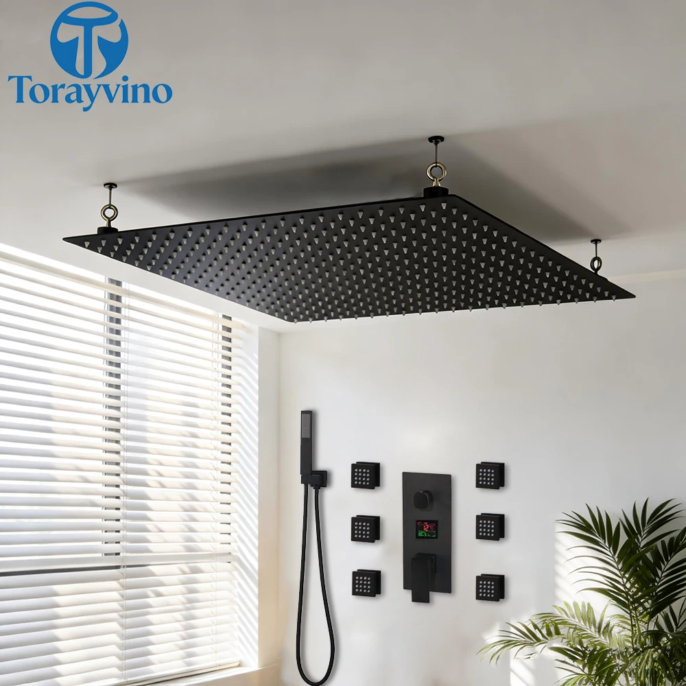 Torayvino Bathroom Matte Black Shower Head Brass Ceiling Mounted 20 Inch Luxury Square Bath Heads Faucet Only Showers Head
Torayvino Bathroom Matte Black Shower Head Brass Ceiling Mounted 20 Inch Luxury Square Bath Heads Faucet Only Showers Head