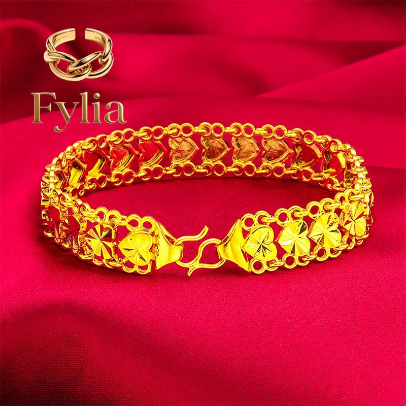 Fylia Jewelry Fylia Jewelry 24K Gold Heart S-Clasp Wide Bracelet | AU999 Pure Gold, 3D heart-embellished S-clasp, wide band f
Fylia Jewelry Fylia Jewelry 24K Gold Heart S-Clasp Wide Bracelet | AU999 Pure Gold, 3D heart-embellished S-clasp, wide band f
