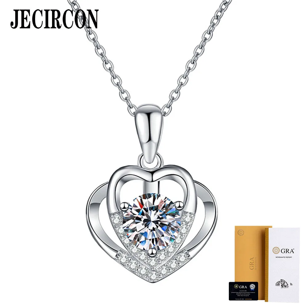 JECIRCON 925 Sterling Silver Necklace for Women 1ct Moissanite Pendant Heart to Heart European and American Trendy Party Jewelry
JECIRCON 925 Sterling Silver Necklace for Women 1ct Moissanite Pendant Heart to Heart European and American Trendy Party Jewelry