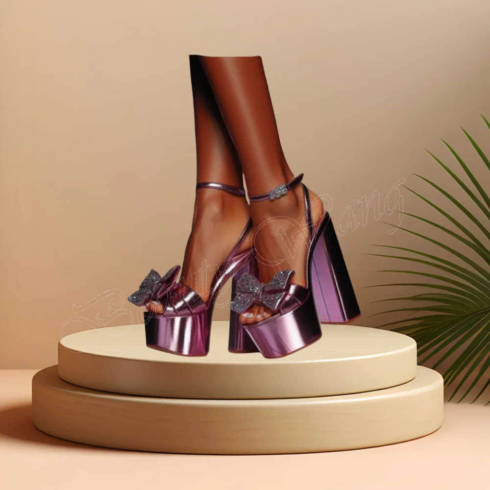 Purple Bow Knot Crystal Sandals Pu Leather Ankle Buckle Round Toe High Heel Shoes for Women High Heel 2024 Zapatillas Mujer
Purple Bow Knot Crystal Sandals Pu Leather Ankle Buckle Round Toe High Heel Shoes for Women High Heel 2024 Zapatillas Mujer