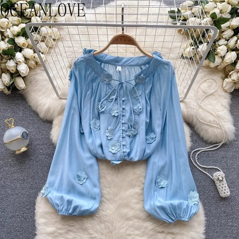 OCEANLOVE 3D Flowers Women Shirts&blouses Lantern Sleeve Spring Autumn Blusas Mujer Sweet Korean Fashion Retro Camisas
OCEANLOVE 3D Flowers Women Shirts&blouses Lantern Sleeve Spring Autumn Blusas Mujer Sweet Korean Fashion Retro Camisas