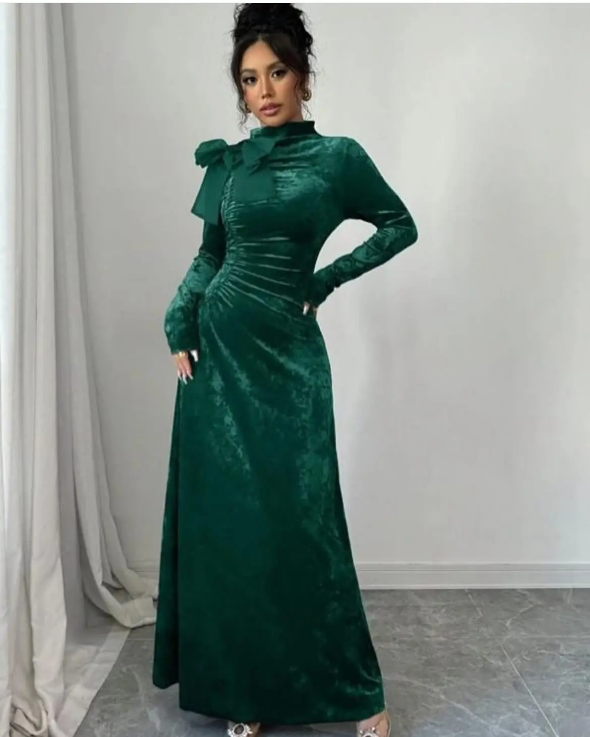 Customized High Quality Velvet 3D Bow Evening Dresses Delicate Long Sleeves High Collar Prom Dress Custom Size Party D
Customized High Quality Velvet 3D Bow Evening Dresses Delicate Long Sleeves High Collar Prom Dress Custom Size Party D