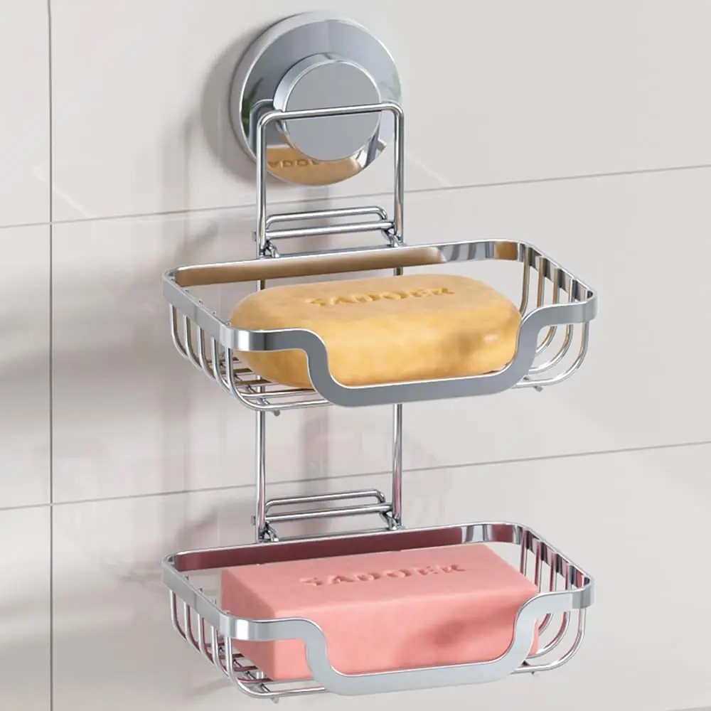 2 Tier Soap Holder, Soap Bar Dish for Shower Wall Mounted, Stainless Steel Suction Cup Sponge Holder for Bathroom Bathtub Ki
2 Tier Soap Holder, Soap Bar Dish for Shower Wall Mounted, Stainless Steel Suction Cup Sponge Holder for Bathroom Bathtub Ki
