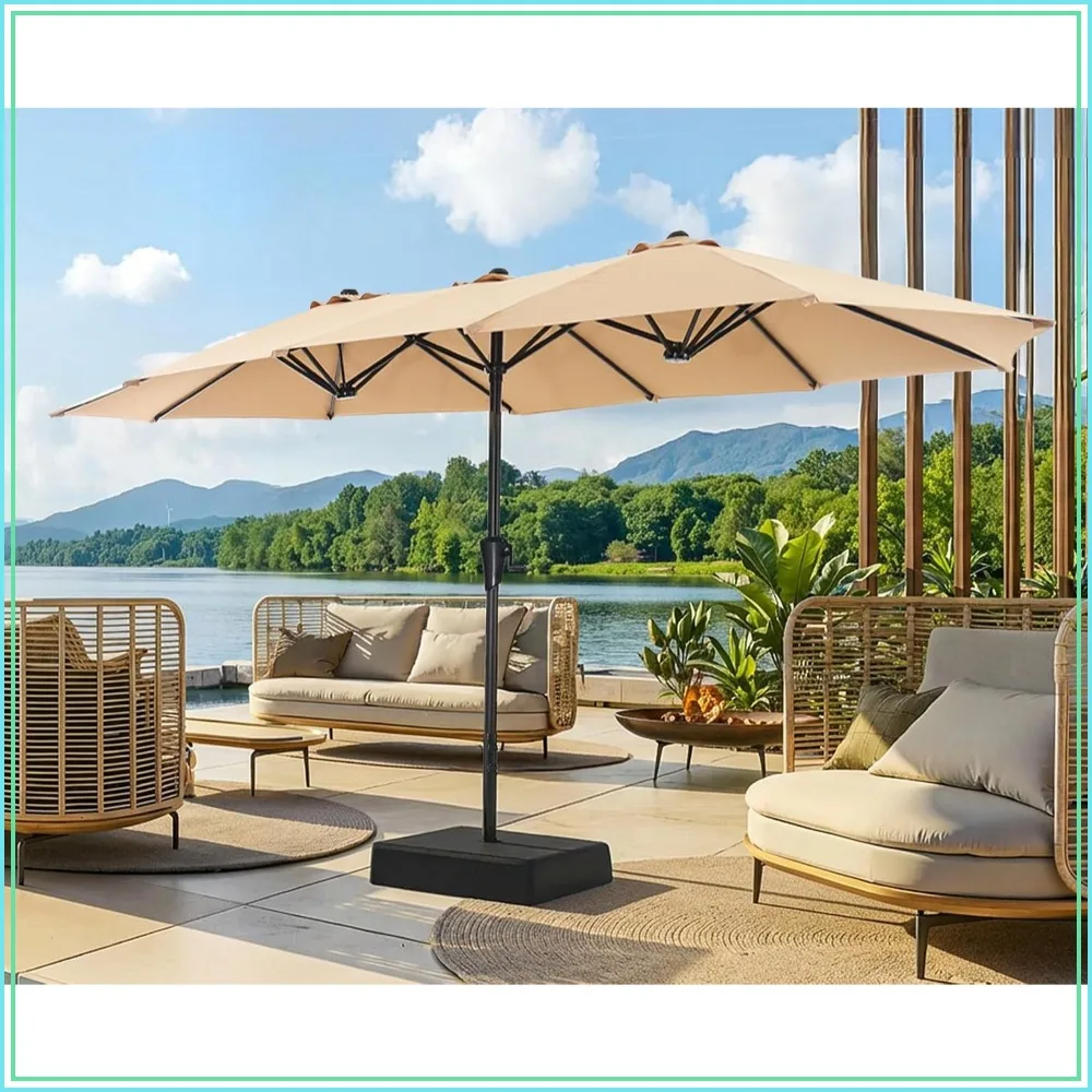13FT Outdoor Patio Umbrella with Base, Double Sided Pool Umbrella, Fade Resistant Canopy, Large Table Umbrella for Deck, Market, Backyard - Beige
13FT Outdoor Patio Umbrella with Base, Double Sided Pool Umbrella, Fade Resistant Canopy, Large Table Umbrella for Deck, Market, Backyard - Beige
