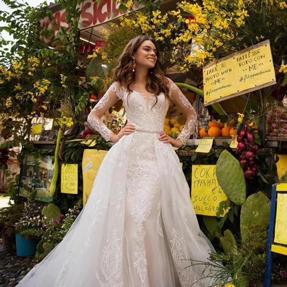 Luxury Mermaid Bridal Gowns 2024 O-Neck Long Sleeve Lace Wedding Dress Custom Made High Quality Princess Bride Dresses
Luxury Mermaid Bridal Gowns 2024 O-Neck Long Sleeve Lace Wedding Dress Custom Made High Quality Princess Bride Dresses