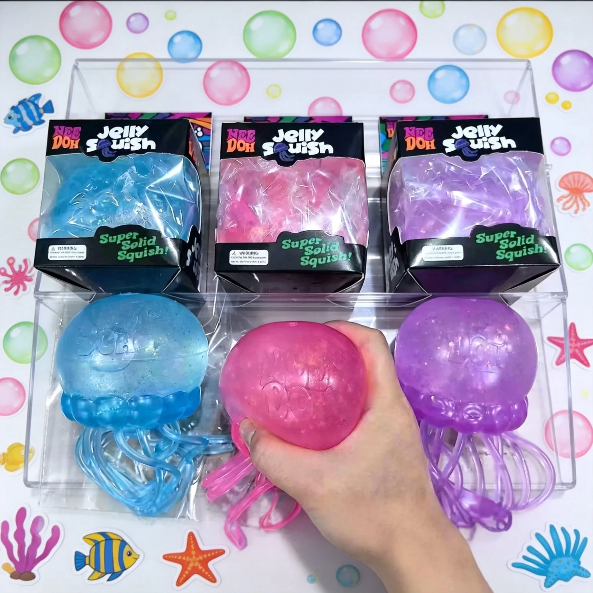 Transparent glitter octopus-shaped stress relief toy, stretchable and squeezable soft rubber fidget toy for adults to relieve anxiety and carry as a leisure accessory
Transparent glitter octopus-shaped stress relief toy, stretchable and squeezable soft rubber fidget toy for adults to relieve anxiety and carry as a leisure accessory