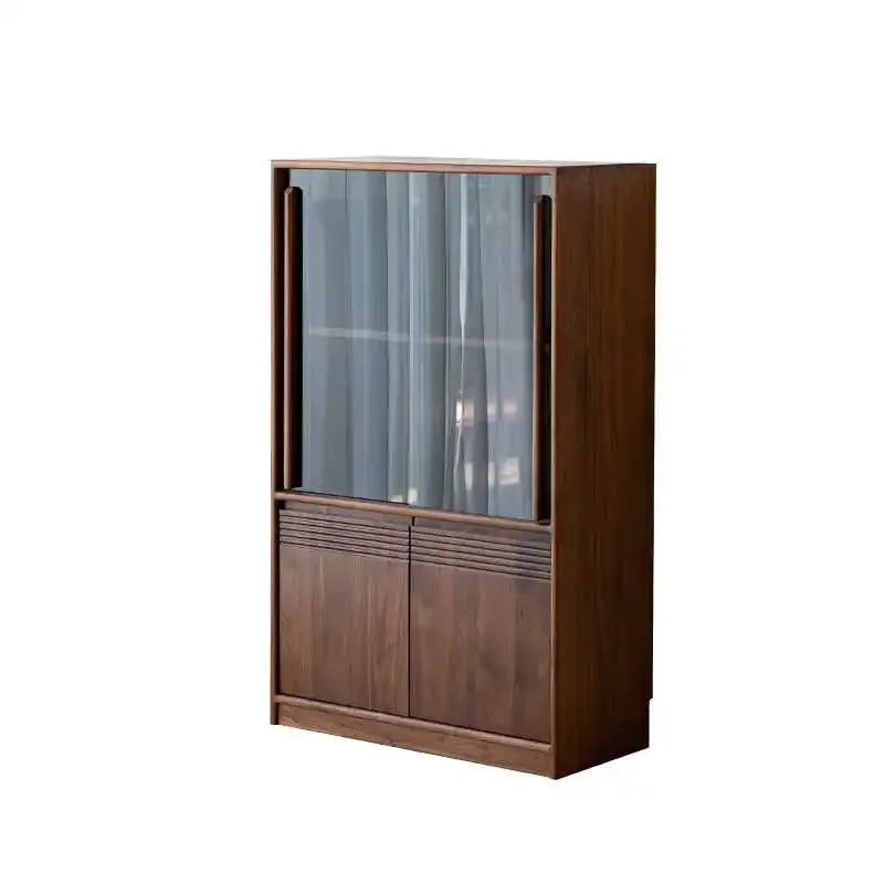 1 Nordic black walnut wine cabinet modern simple living room glass storage cabinet
1 Nordic black walnut wine cabinet modern simple living room glass storage cabinet