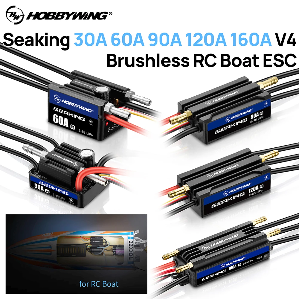 HOBBYWING Seaking Brushless ESC Boat Sensorless ESC 30A 60A 90A 120A 160A V4 Series IP67 Водонепроницаемый Встроенный BEC Для модели RC
HOBBYWING Seaking Brushless ESC Boat Sensorless ESC 30A 60A 90A 120A 160A V4 Series IP67 Водонепроницаемый Встроенный BEC Для модели RC