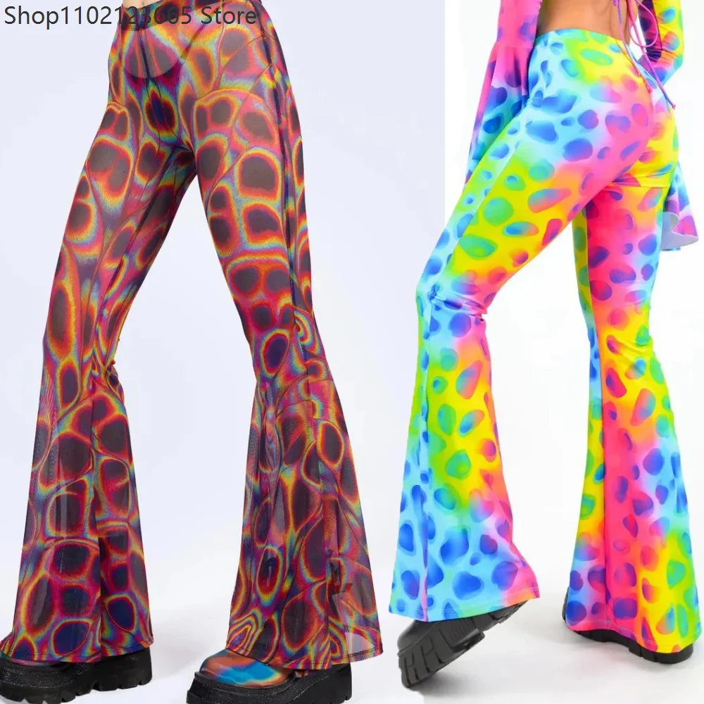 Psychedelic Rainbow Leopard Print Flared Pants Women Rave Festival Cosplay Trousers Halloween Nightclub Party Performance Outfit
Psychedelic Rainbow Leopard Print Flared Pants Women Rave Festival Cosplay Trousers Halloween Nightclub Party Performance Outfit