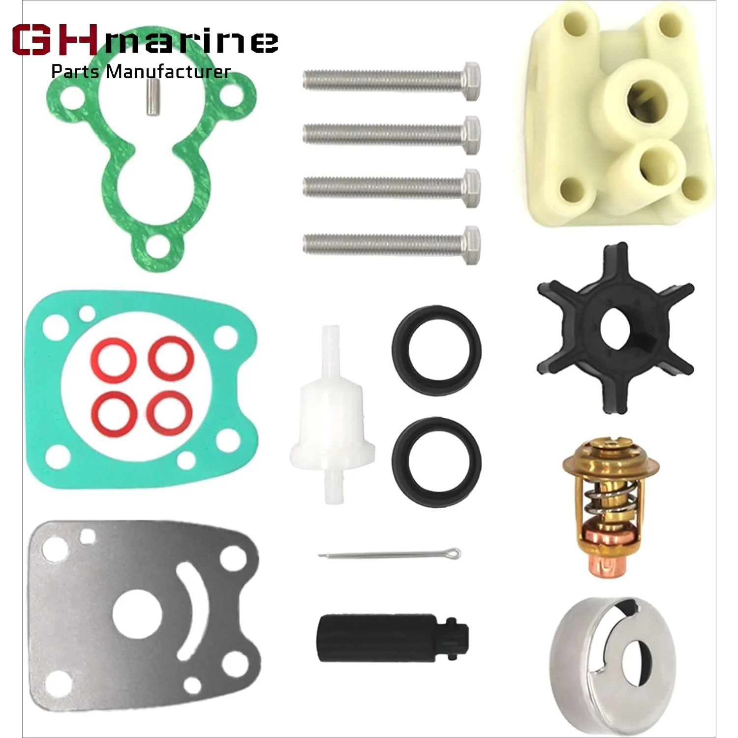 Maintenance Repair Kit 6E0-W0078 For Yamaha 4HP F4A Outboard w/ Water Pump Housing & Fuel Filter 646-24251 Thermostat 66M-12411
Maintenance Repair Kit 6E0-W0078 For Yamaha 4HP F4A Outboard w/ Water Pump Housing & Fuel Filter 646-24251 Thermostat 66M-12411