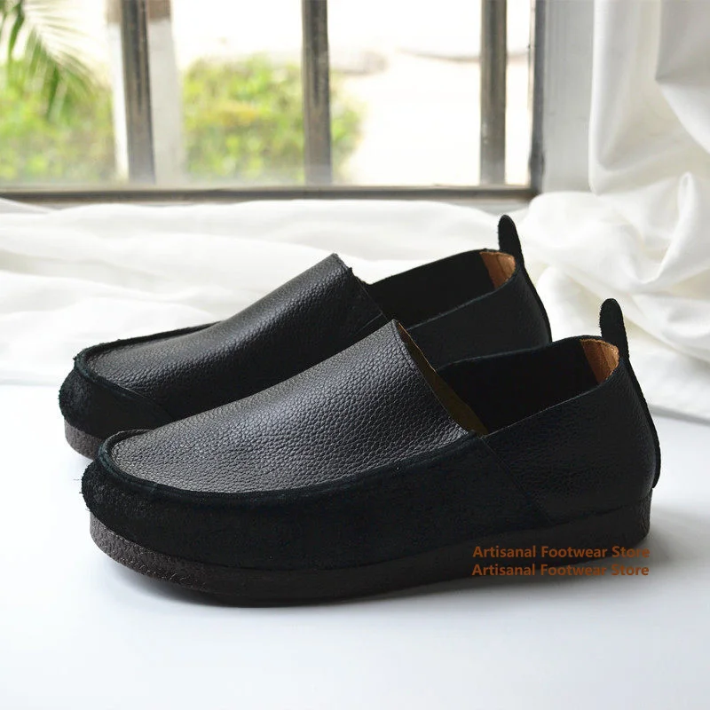 Men's Soft Leather Soft Sole Single Shoes Black/white Leather Slip On Loafers Trendy Handmade Casual Leather Shoes for Men
Men's Soft Leather Soft Sole Single Shoes Black/white Leather Slip On Loafers Trendy Handmade Casual Leather Shoes for Men