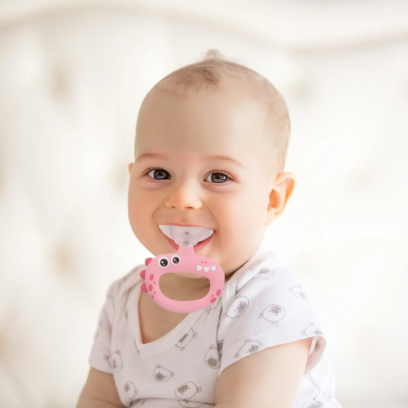 Kids Mouthpiece Silicone Toothbrush Pink Dinosaur U Shaped Head Manual Self Brushing Toddler Oral Degree Extra Soft
Kids Mouthpiece Silicone Toothbrush Pink Dinosaur U Shaped Head Manual Self Brushing Toddler Oral Degree Extra Soft