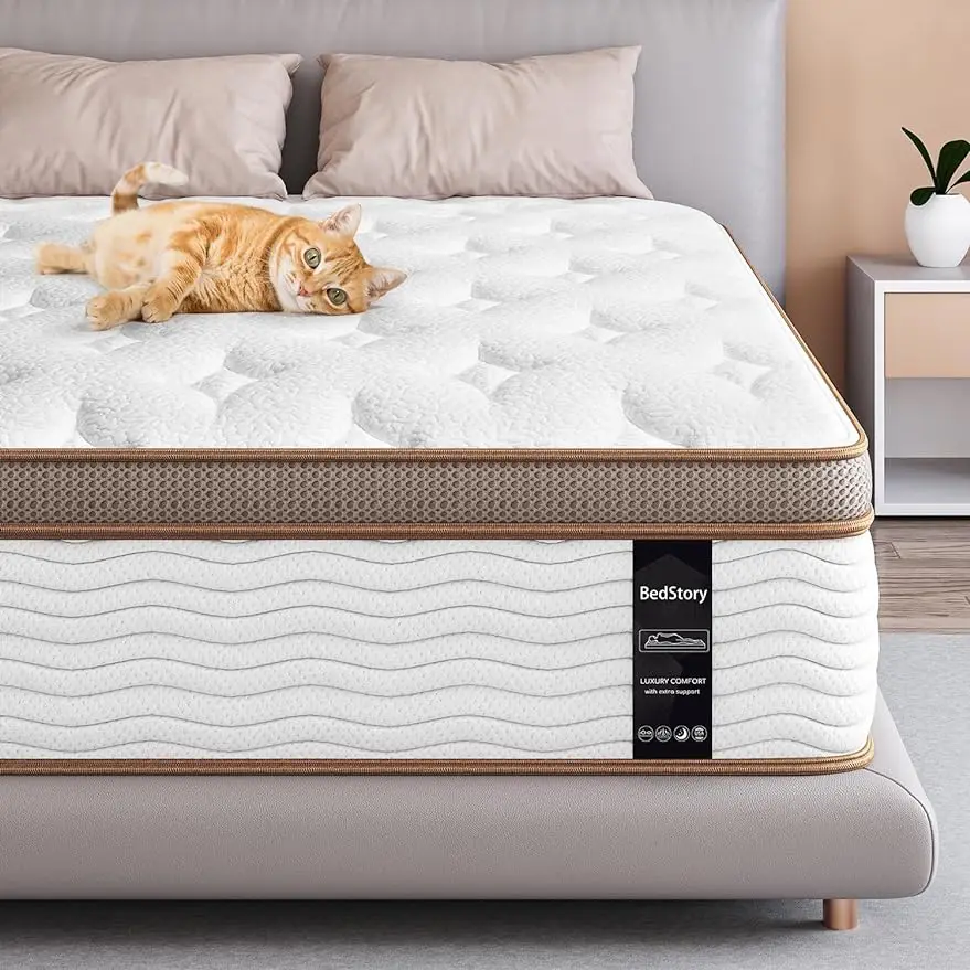 Матрас BedStory King-Сделано в США-14 дюймовый Гибридный матрас среднего размера, индивидуально обернутые катушки для снятия давления и
Матрас BedStory King-Сделано в США-14 дюймовый Гибридный матрас среднего размера, индивидуально обернутые катушки для снятия давления и