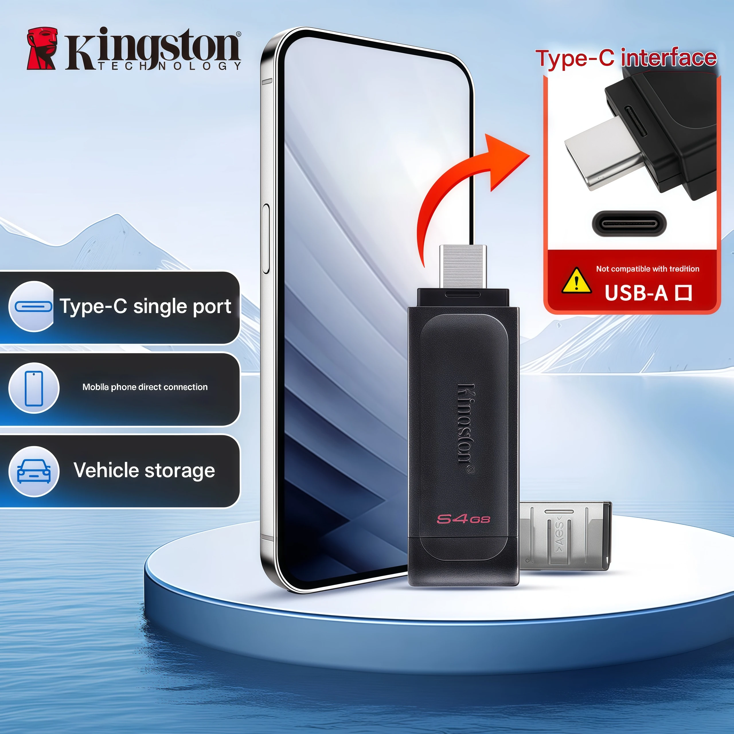 Kingston USB 3.2 Gen1 Type-C High-Capacity USB Flash Drive, Black, Compatible with Android, Apple, Car, Mobile Phones, and PC
Kingston USB 3.2 Gen1 Type-C High-Capacity USB Flash Drive, Black, Compatible with Android, Apple, Car, Mobile Phones, and PC