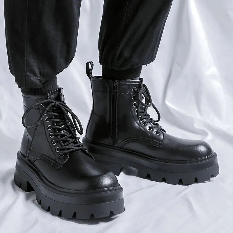 England style men casual platform boots punk hip hop dress original leather shoes cowboy chunky boot cool high motorcycle botas
England style men casual platform boots punk hip hop dress original leather shoes cowboy chunky boot cool high motorcycle botas