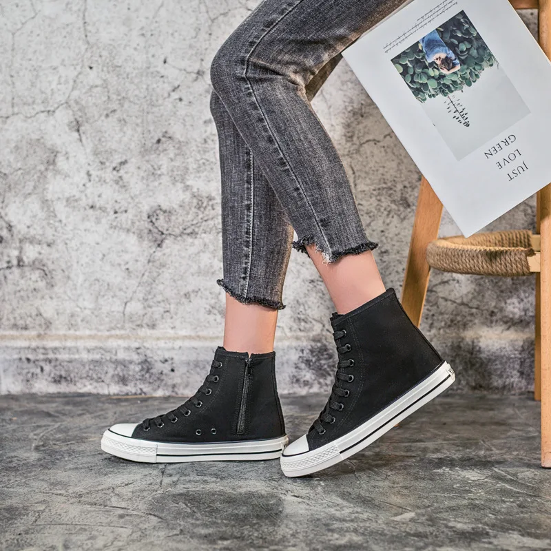 Mid Tube Lace Up Sports Running Shoes for Women's Side Zipper Canvas Shoes Casual Shoes High Top Casual Woman's Sneakers Boots
Mid Tube Lace Up Sports Running Shoes for Women's Side Zipper Canvas Shoes Casual Shoes High Top Casual Woman's Sneakers Boots