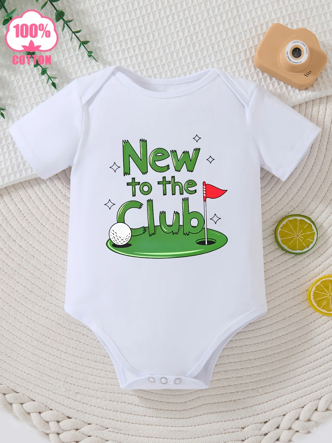 New Member of The Camping Team: Baby Onesie Comfortable and Fitting with A Golf-Themed Geometric Pattern, Machine Washable
New Member of The Camping Team: Baby Onesie Comfortable and Fitting with A Golf-Themed Geometric Pattern, Machine Washable