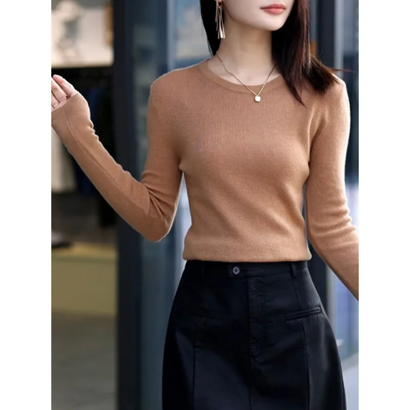 100% Pure Wool Slim Thin Sweater 2024 Autumn Winter Women Long Sleeve Basic Bottom Knitted Tops
100% Pure Wool Slim Thin Sweater 2024 Autumn Winter Women Long Sleeve Basic Bottom Knitted Tops