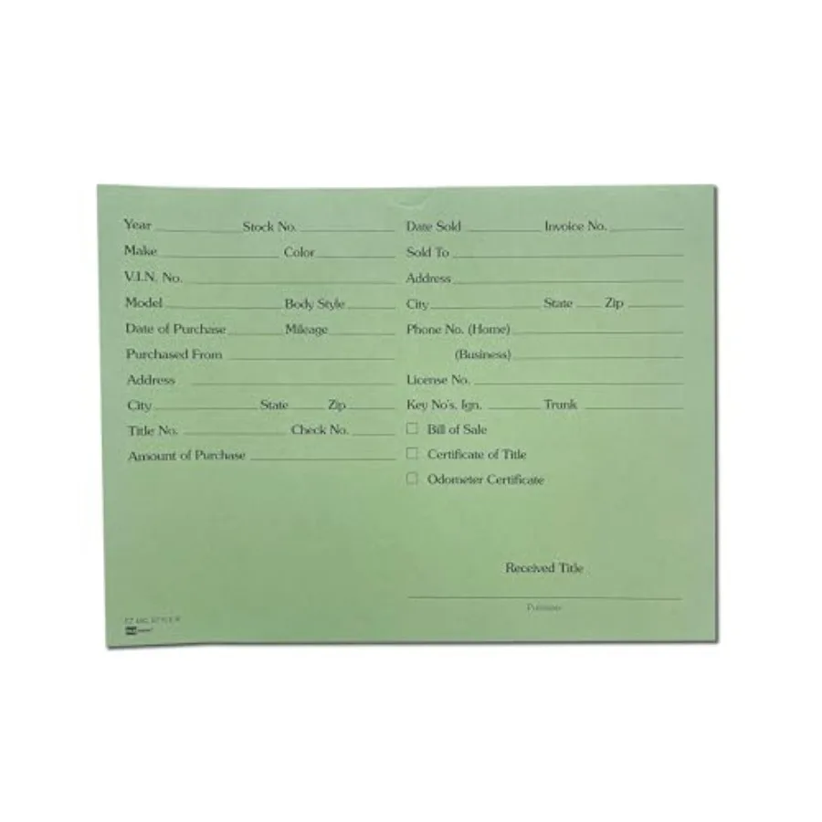 EZ Line Printed Vehicle Deal Record Envelopes 9x12 Jackets 100 Pack
EZ Line Printed Vehicle Deal Record Envelopes 9x12 Jackets 100 Pack