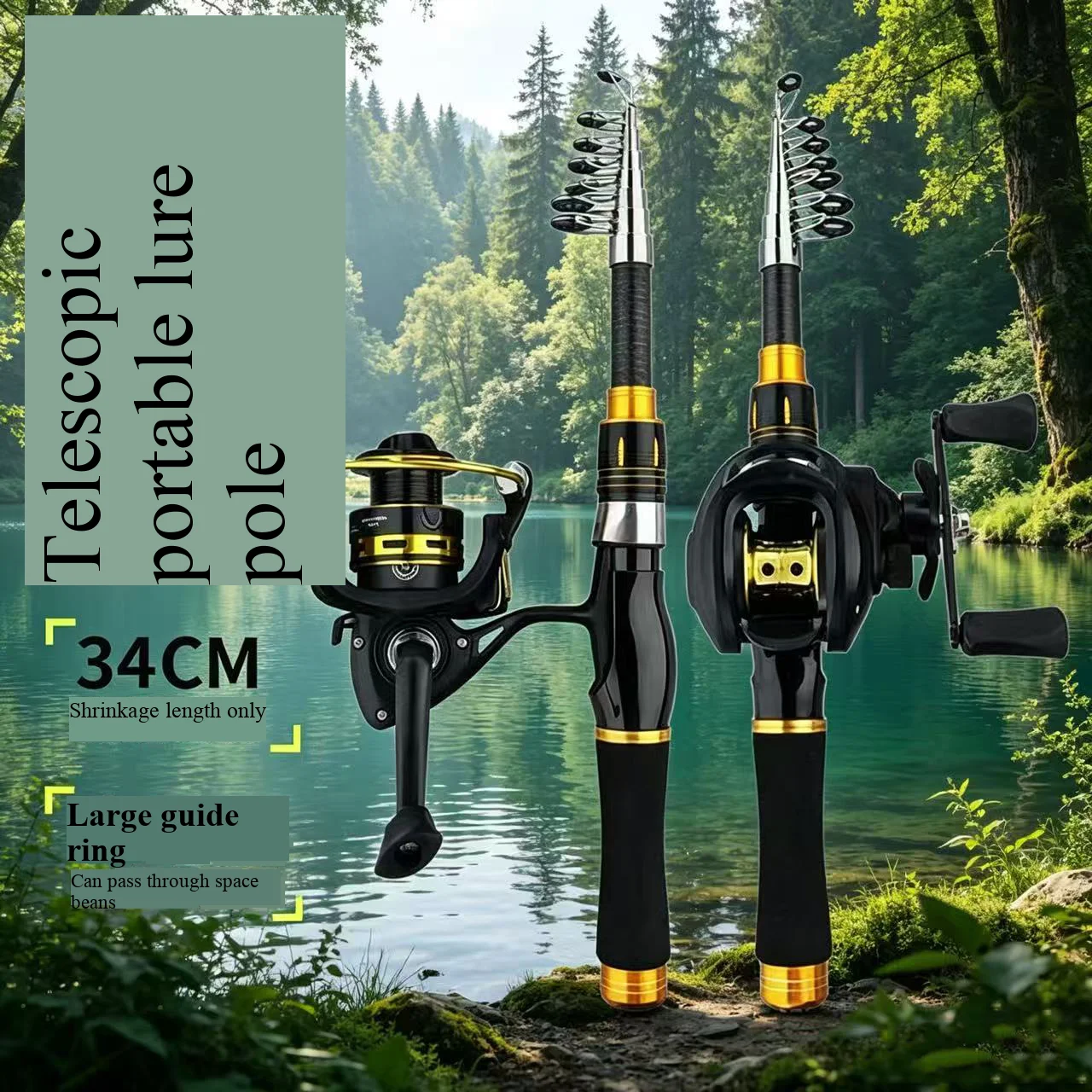 New short-section telescopic lure fishing rod set, including water drop reel, carbon long-distance casting slip rod, mini portab
New short-section telescopic lure fishing rod set, including water drop reel, carbon long-distance casting slip rod, mini portab