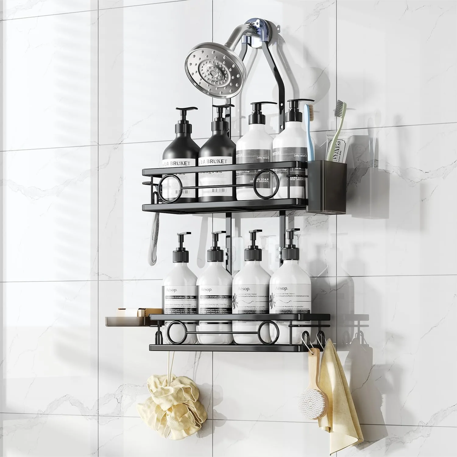 Adjustable Hanging Shower Caddy, Large Capacity Rustproof Bathroom Organizer with Hooks
Adjustable Hanging Shower Caddy, Large Capacity Rustproof Bathroom Organizer with Hooks