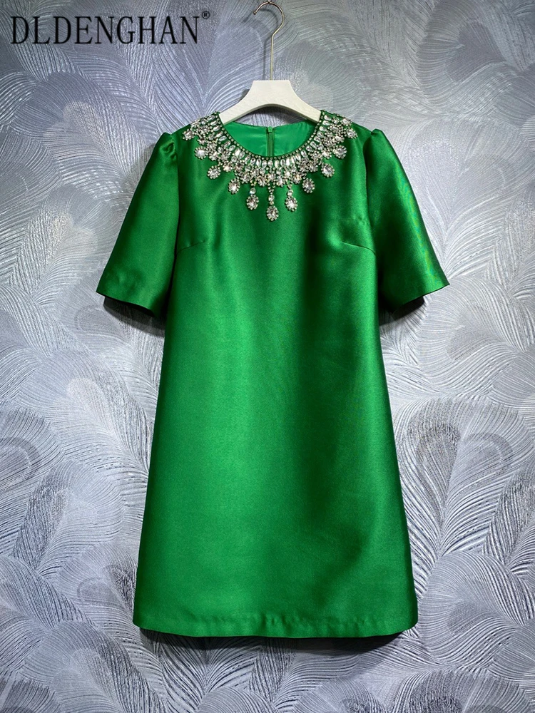 DLDENGHAN Spring Dress Women O-Neck Short Sleeve Crystal Diamonds Solid Color Vintage Party Mini Dresses Fashion Designer New
DLDENGHAN Spring Dress Women O-Neck Short Sleeve Crystal Diamonds Solid Color Vintage Party Mini Dresses Fashion Designer New